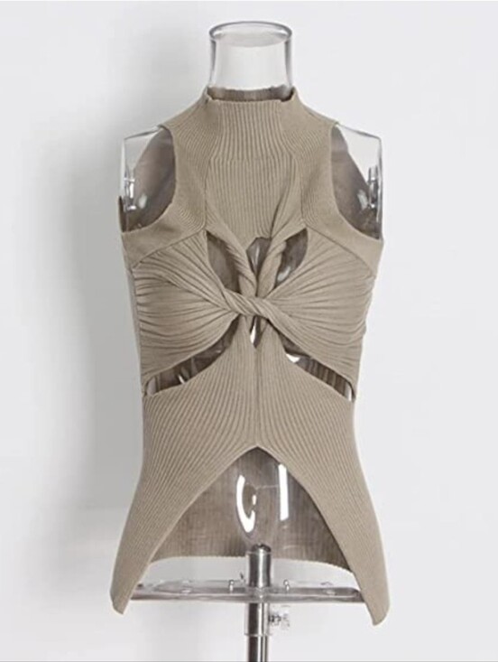 Tops - NWT Sleeveless Twist Cutout Knit Top - Taupe  (0090)